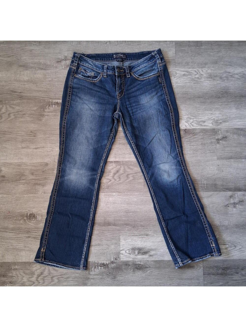 Silver Frances 18, Women's 36x29 Denim Big Stitch Mid-Rise Boot Cut Blue Jeans